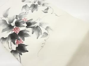 作家物　塩瀬手描き蔦の葉模様名古屋帯